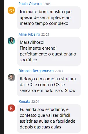 Testemunho sobre a comunidade e trocas profissionais
